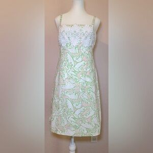 Lilly Pulitzer Bel Air frog shift dress pink green white pastel preppy 6